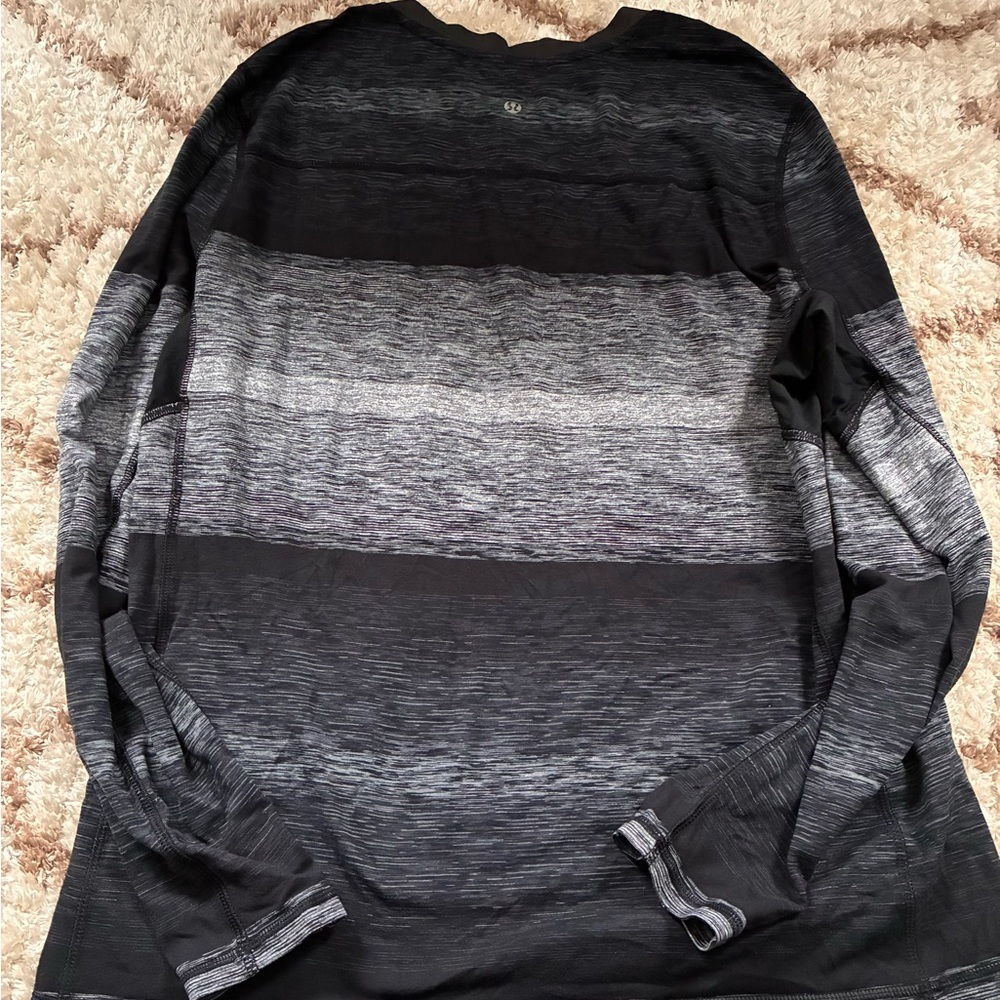 lululemon athletica Charcoal and Black Striped Long Sleeve Tee
